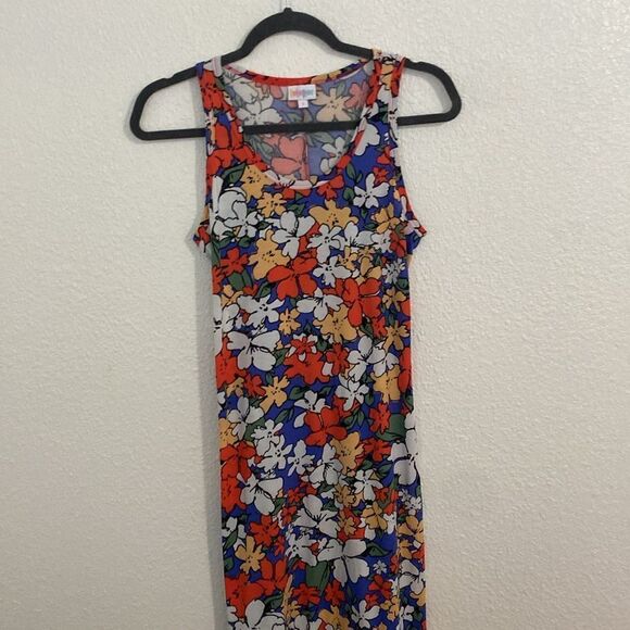 Lularoe- Dani long maxi dress - bright orange and purple floral print-size small - Picture 2 of 8